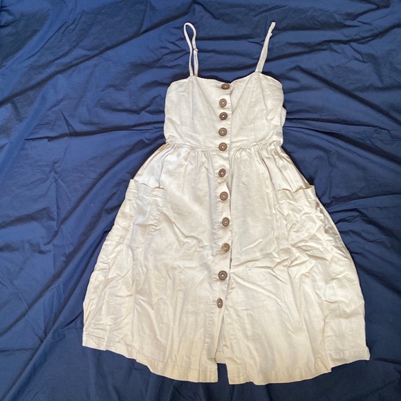 beige dress forever 21 Smocked Chiffon Peasant-Sleeve Dress